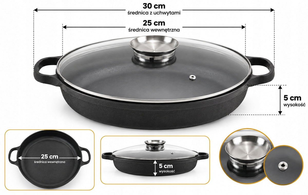 ROUND CAST IRON Grill Pan 25 cm Rossner with Lid GRILL INDUCTION Manufacturer code MM 7060
