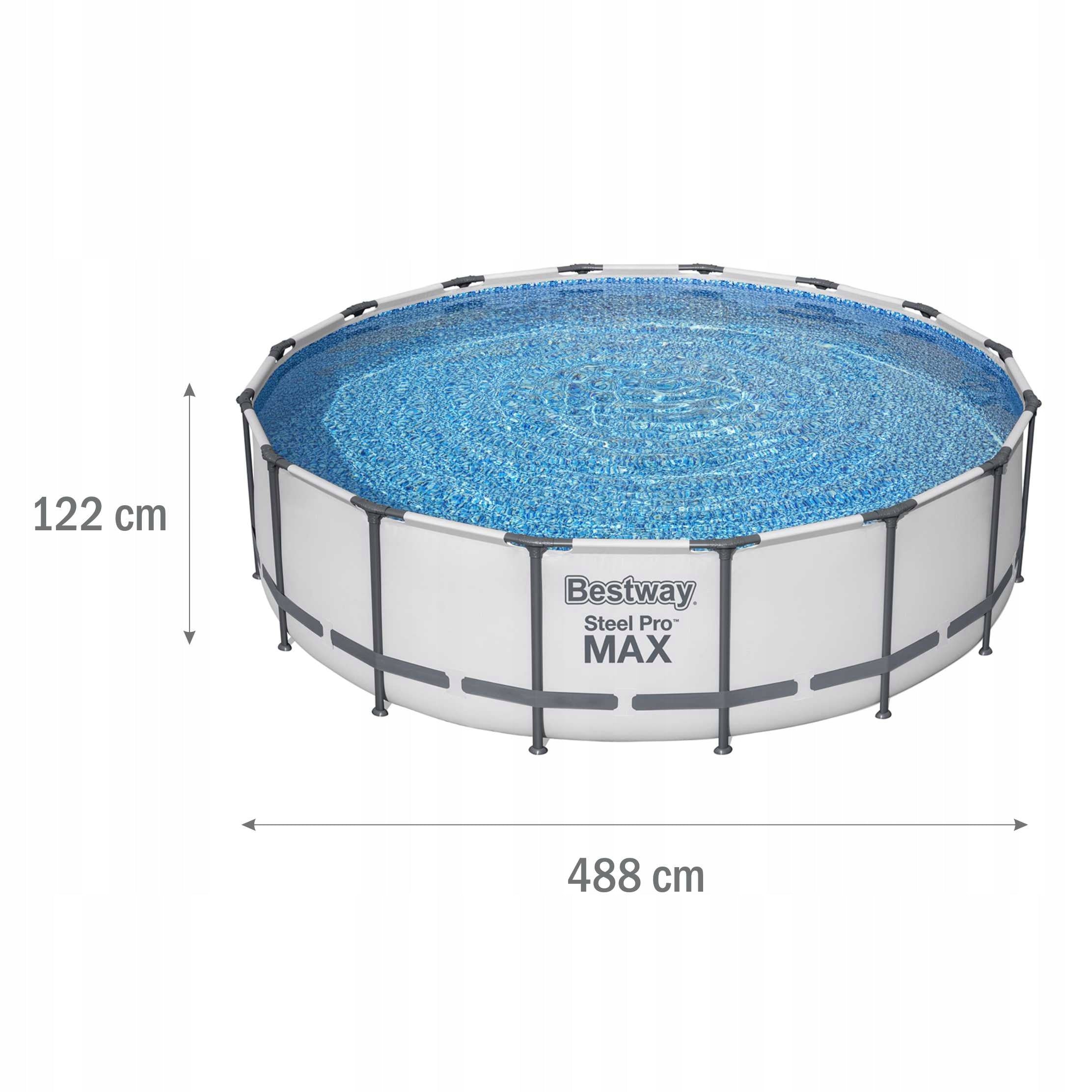 ROUND FRAME GARDEN POOL WITH PUMP BESTWAY STEEL PRO MAX 488X122CM Packaging status original