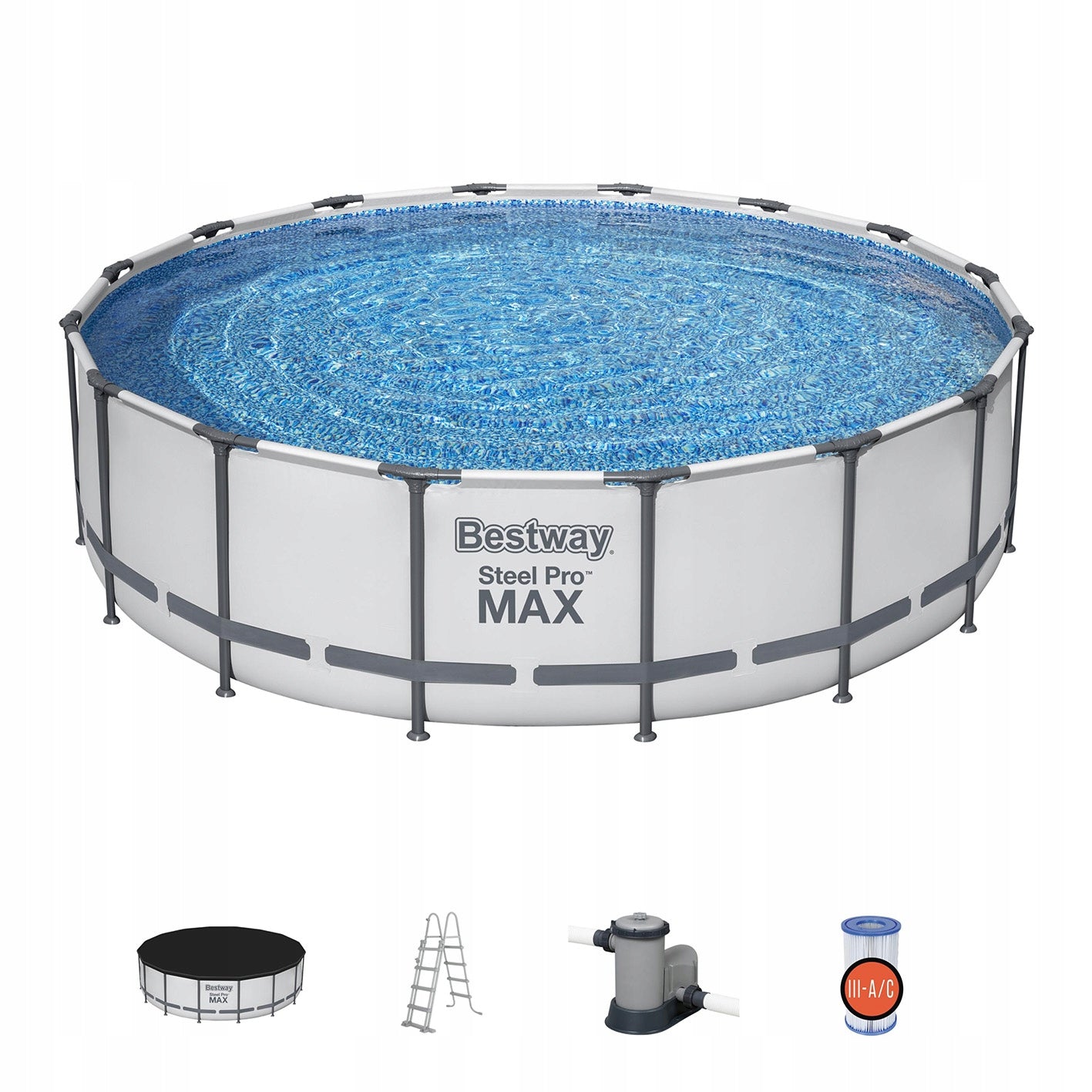 ROUND FRAME GARDEN POOL WITH PUMP BESTWAY STEEL PRO MAX 488X122CM