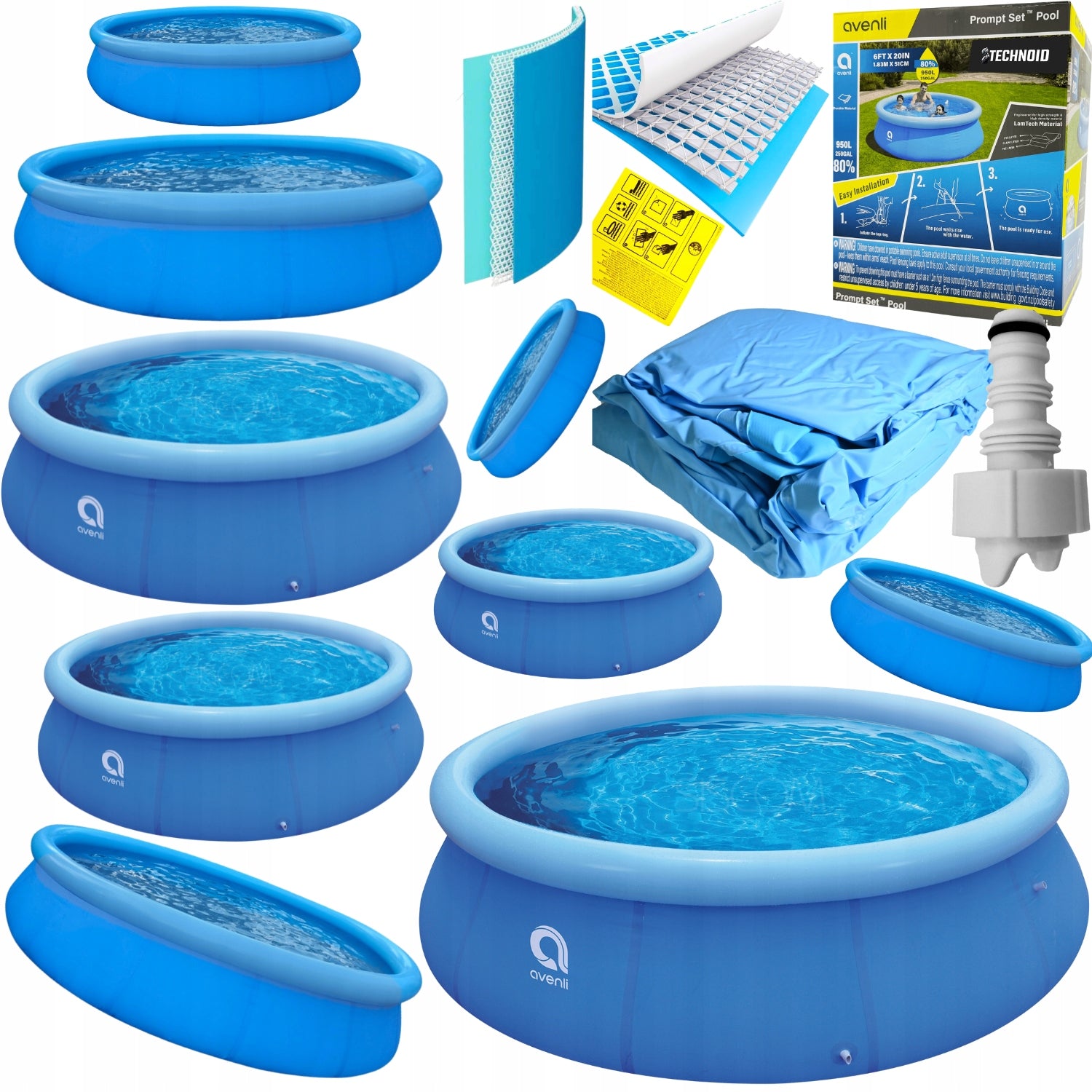 ROUND GARDEN POOL FOR CHILDREN FAMILY 3 LAYERS 240X240CM