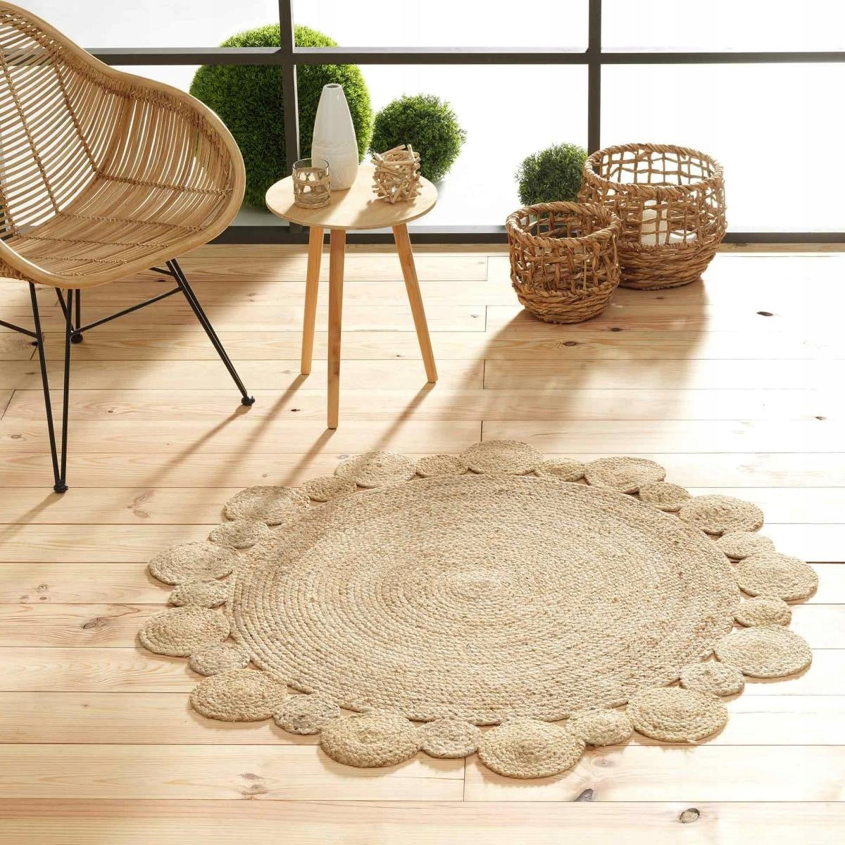 ROUND Jute CARPET LARGE BRAIDED BOHO 120cm Brand Douceur d'intérieur