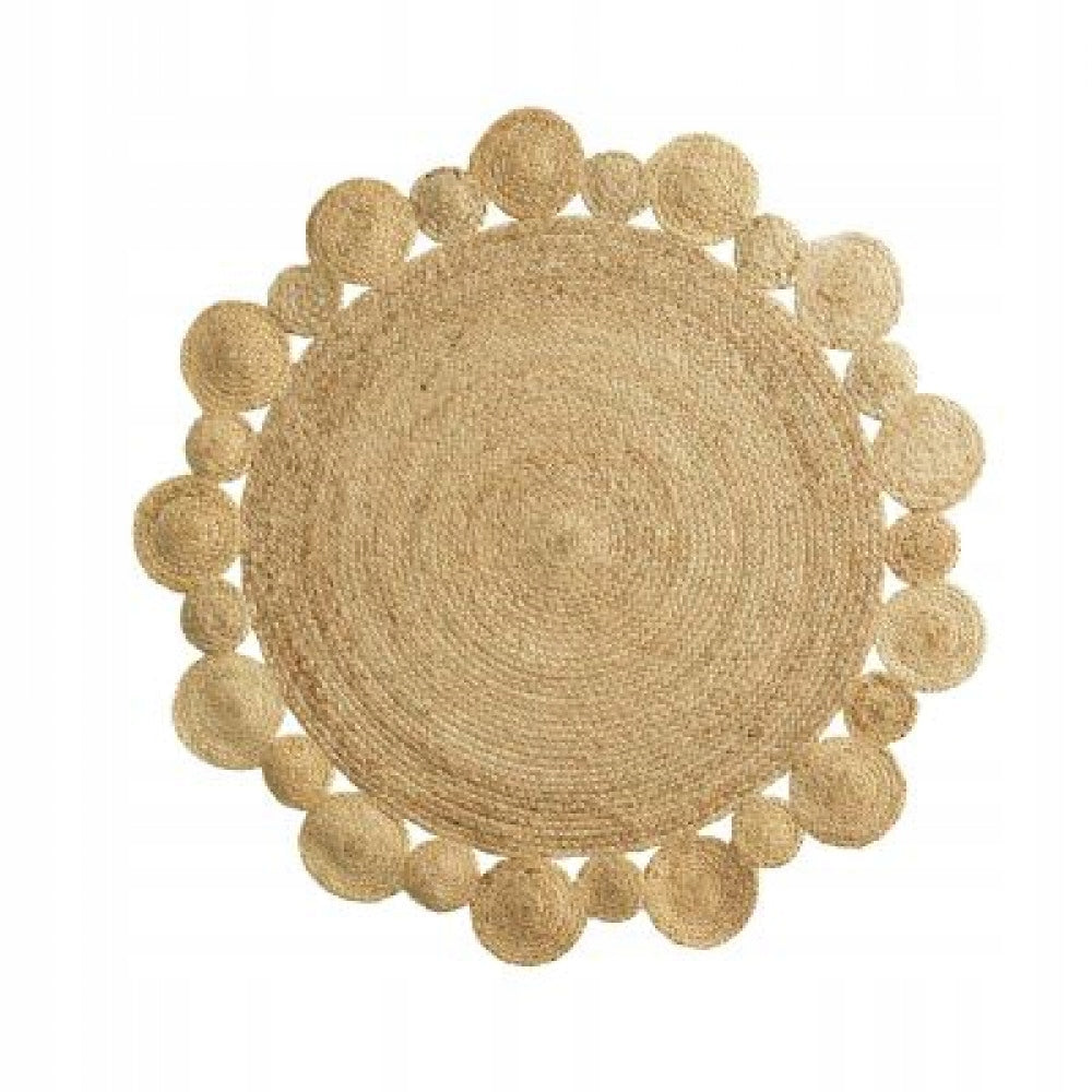 ROUND Jute CARPET LARGE BRAIDED BOHO 120cm Length 120 cm