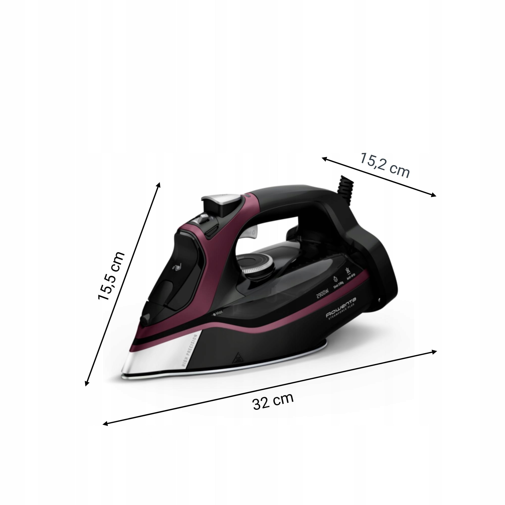 ROWENTA Steamforce Iron 2900W 45g/min 230g/min Dripping Protection Dominant color black