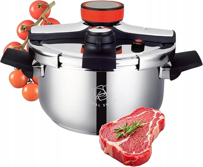 ROYAL SWISS - Induction Pressure Cooker - 18/10 Stainless Steel - 6L - 24cm