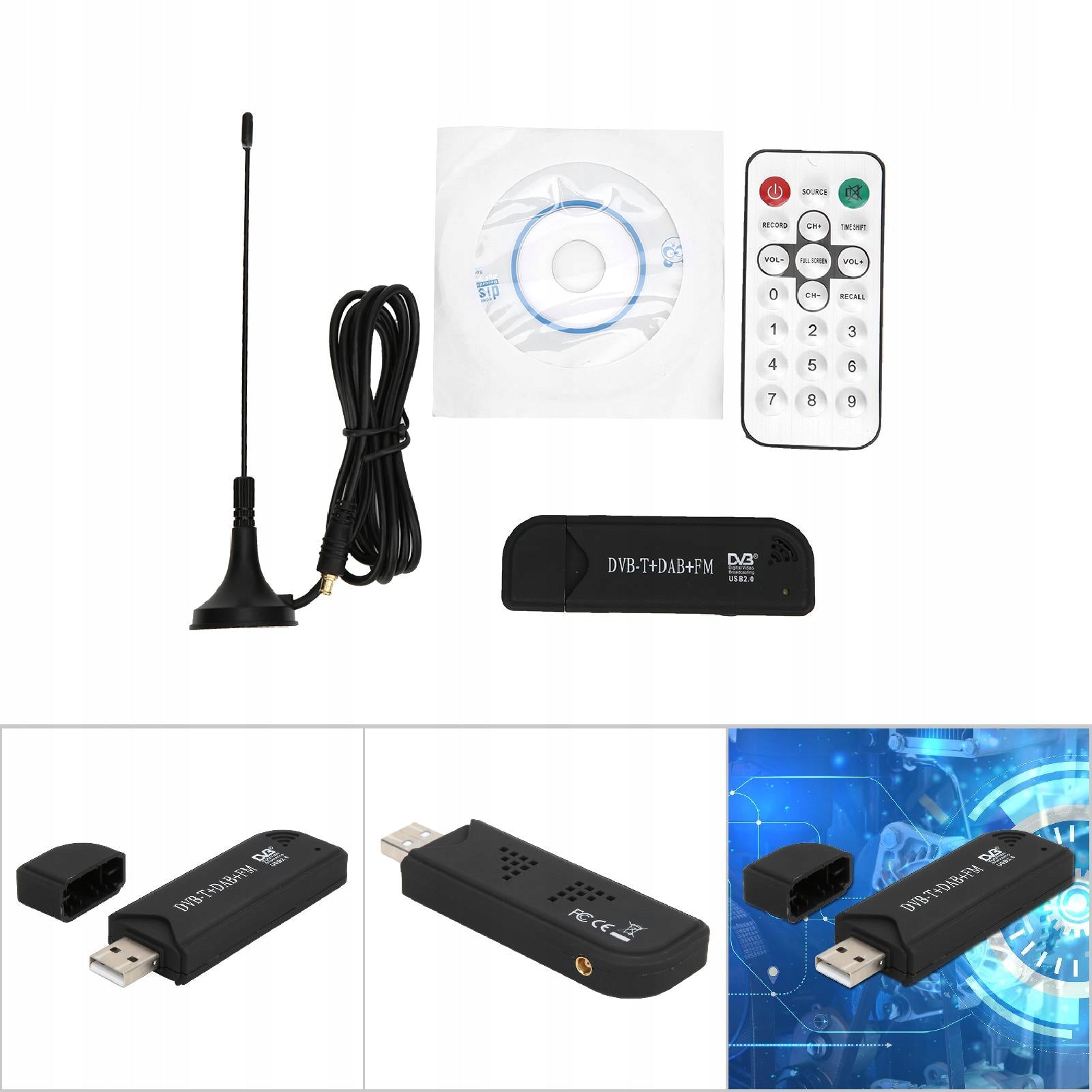 RTL2832U USB DVB T FM SDR RECEIVER + REMOTE CONTROL Packaging status original