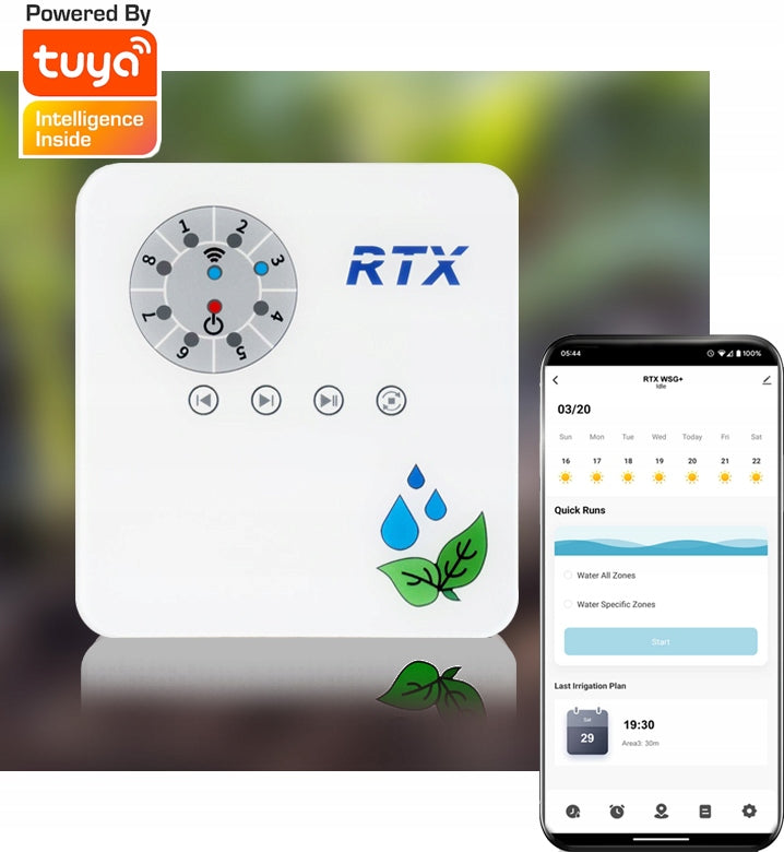 RTX Garden Watering Controller TUYA WiFi 8ZONES TIMER & WEATHER Manufacturer code WSG+