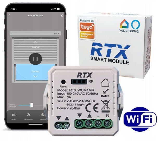 RTX Module Controller Roller Blinds TUYA WiFi Polish PERCENTAGE +RF MINI