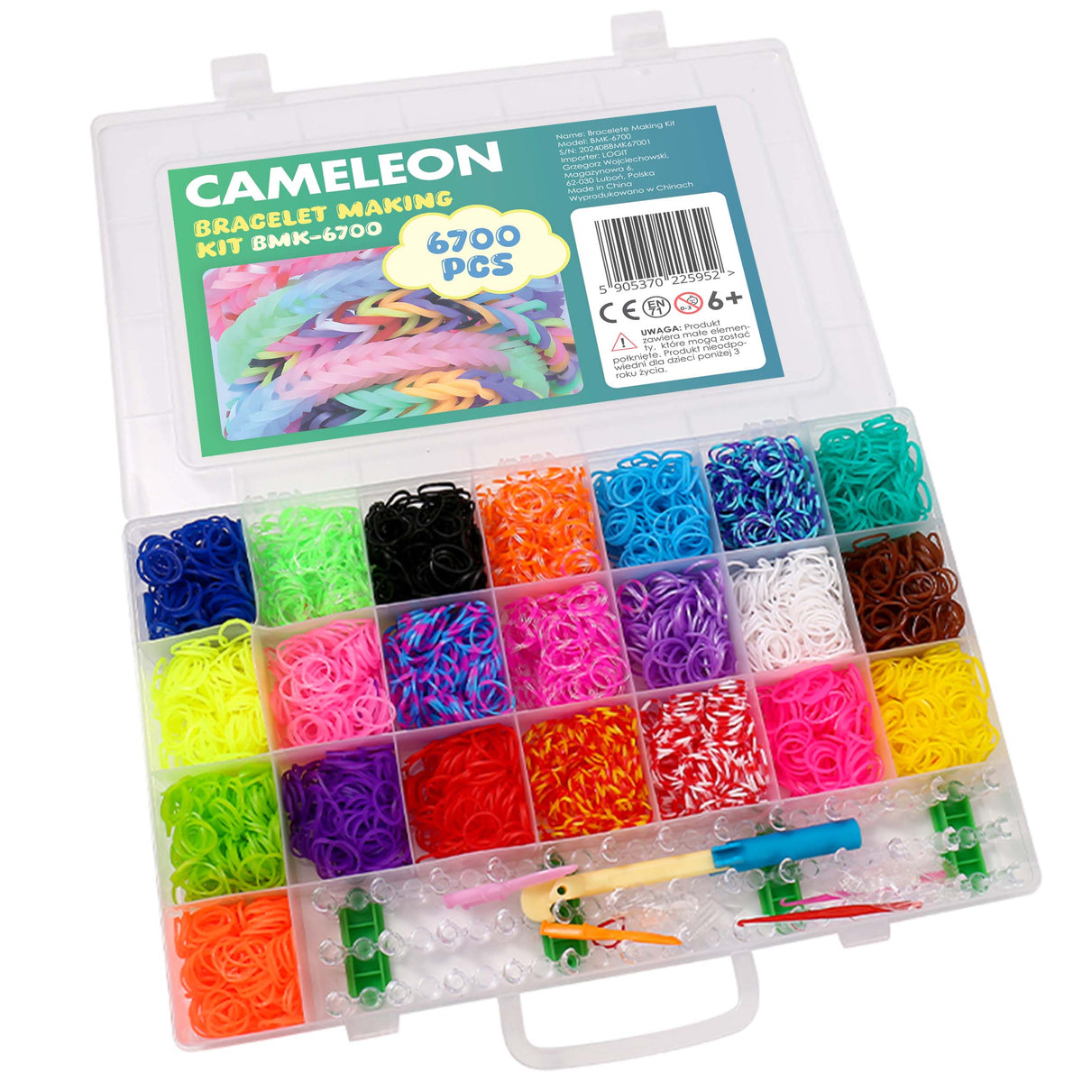 RUBBER BANDS FOR MAKING BRACELETS LARGE SET OF 6700 ELEMENTS XXL FOR A CHILD Manufacturer code MOCNE GUMKI DO BRANSOLETEK ZAWIJANIA KROSNO