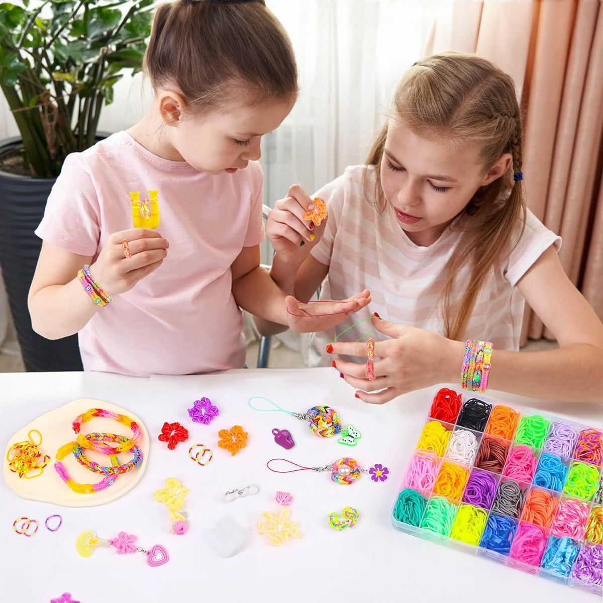 RUBBER BANDS FOR MAKING BRACELETS LARGE SET OF 6800 ELEMENTS XXL FOR A CHILD Packaging status original