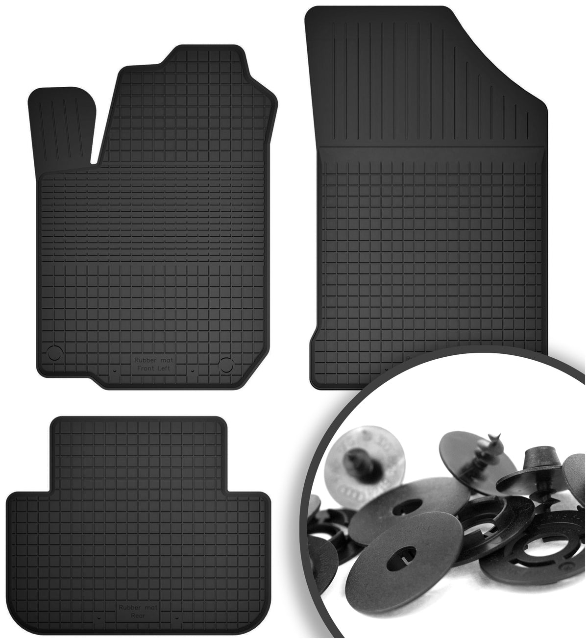 RUBBER CAR RUGS WITH RIM + STOPWATCHES - PRACTICAL SET