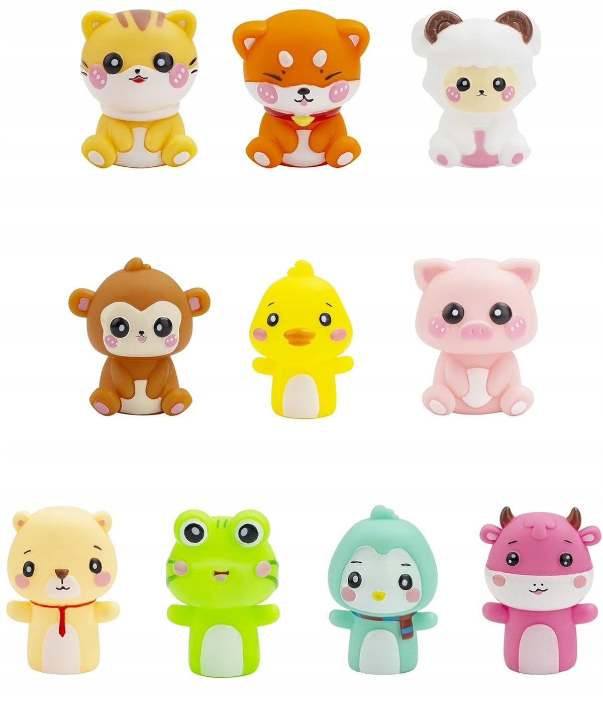 RUBBER Finger puppets Set of 10 Animals Perfect for Bathing Brand no brand