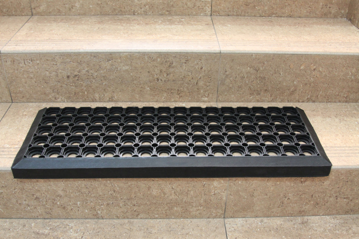 RUBBER OVERLAYS FOR STAIRS EXTERNAL STEPS WITH OVERRUN 25x75cm STRONG THICK Brand Decortrend