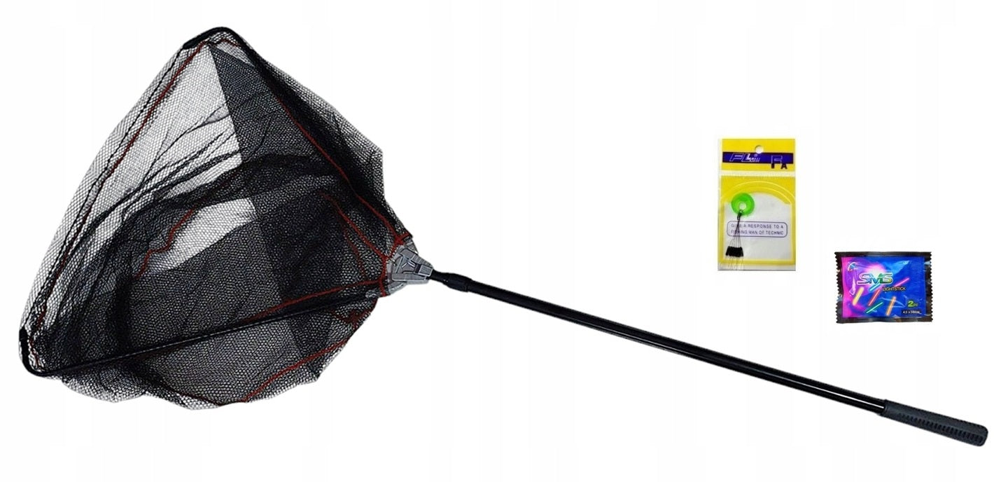 RUBBERIZED LANDING NET 250 CM TELESCOPIC FOLDING FOR CARP+LIGHTS+STOPPERS