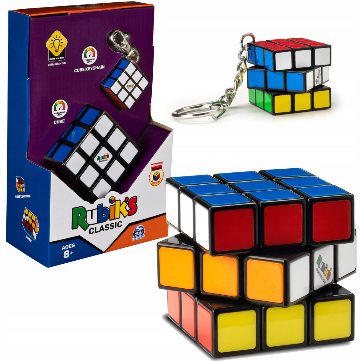 RUBIK'S CUBE 3X3 ORIGINAL CLASSIC + KEYCHAIN 3X3