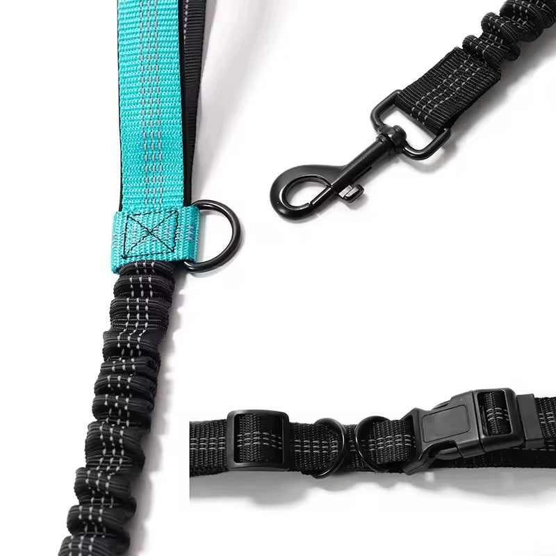RUNNING LEASH WITH DOG HIP BELT ELASTIC TAPE 2M SPORTS ROPE Brand Zaxer