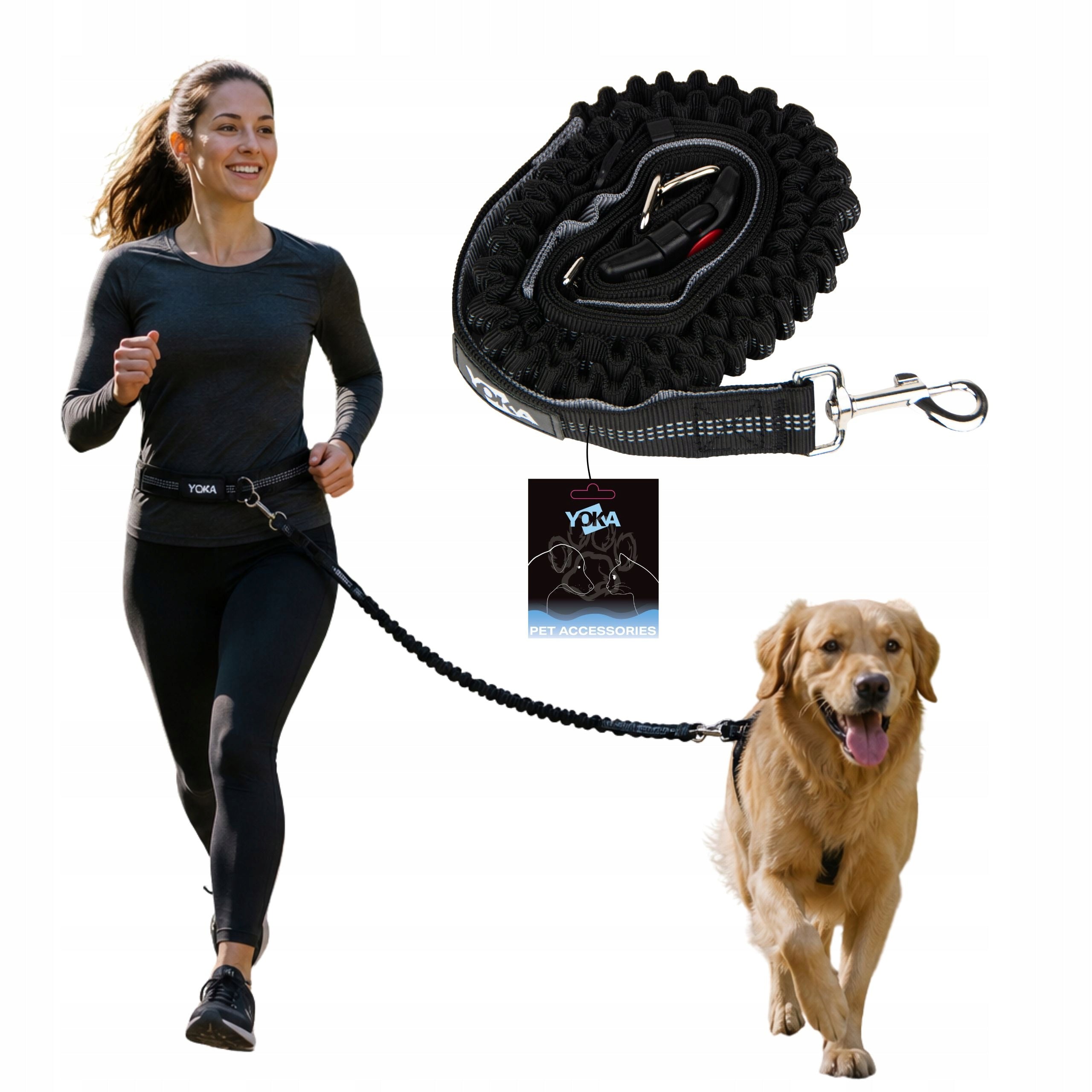 RUNNING leash with dog with suspension belt hands free adjustable 123-160