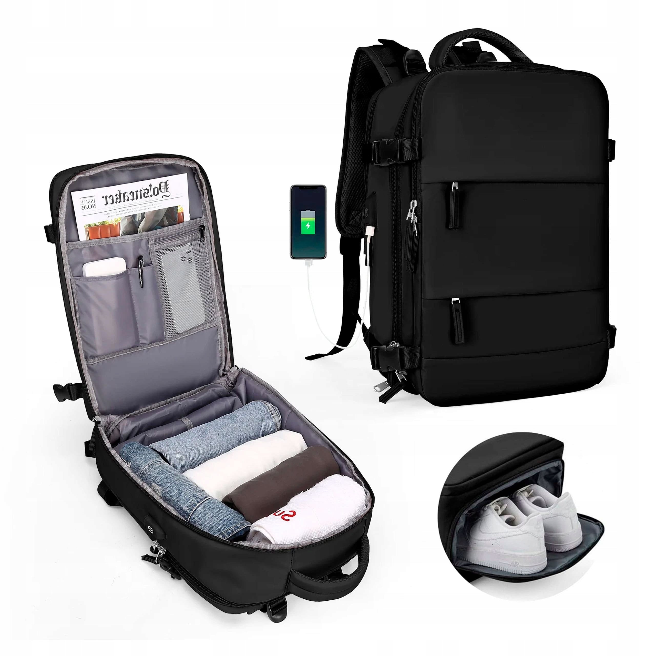 RYANAIR AIRPLANE TRAVEL BACKPACK 40x30x20 USB CABIN CARRY-ON LUGGAGE