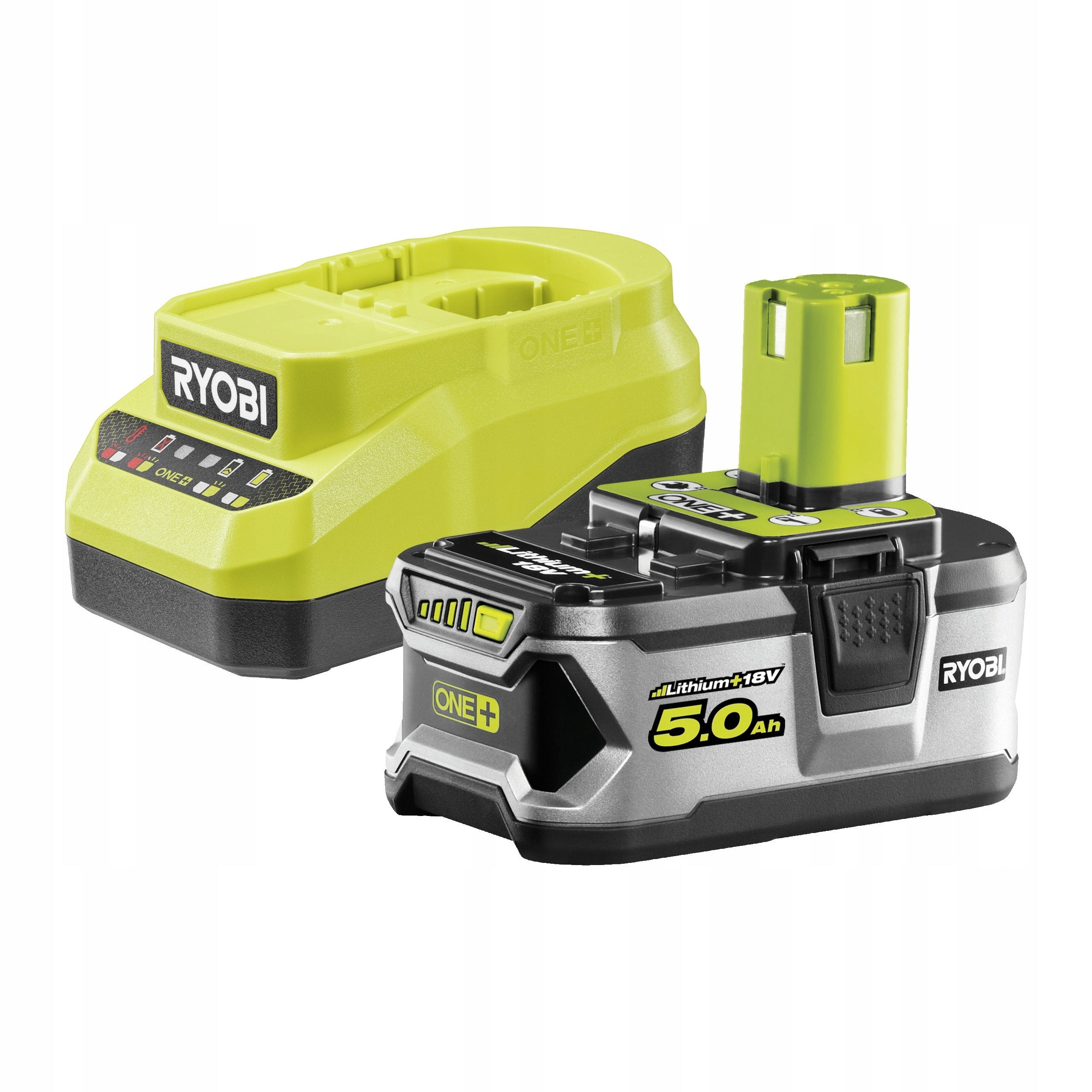 RYOBI BATTERY PACK 5,0 Ah RB18L50 18V +CHARGER 2A RC18120A-150 Manufacturer code RC18120A-150