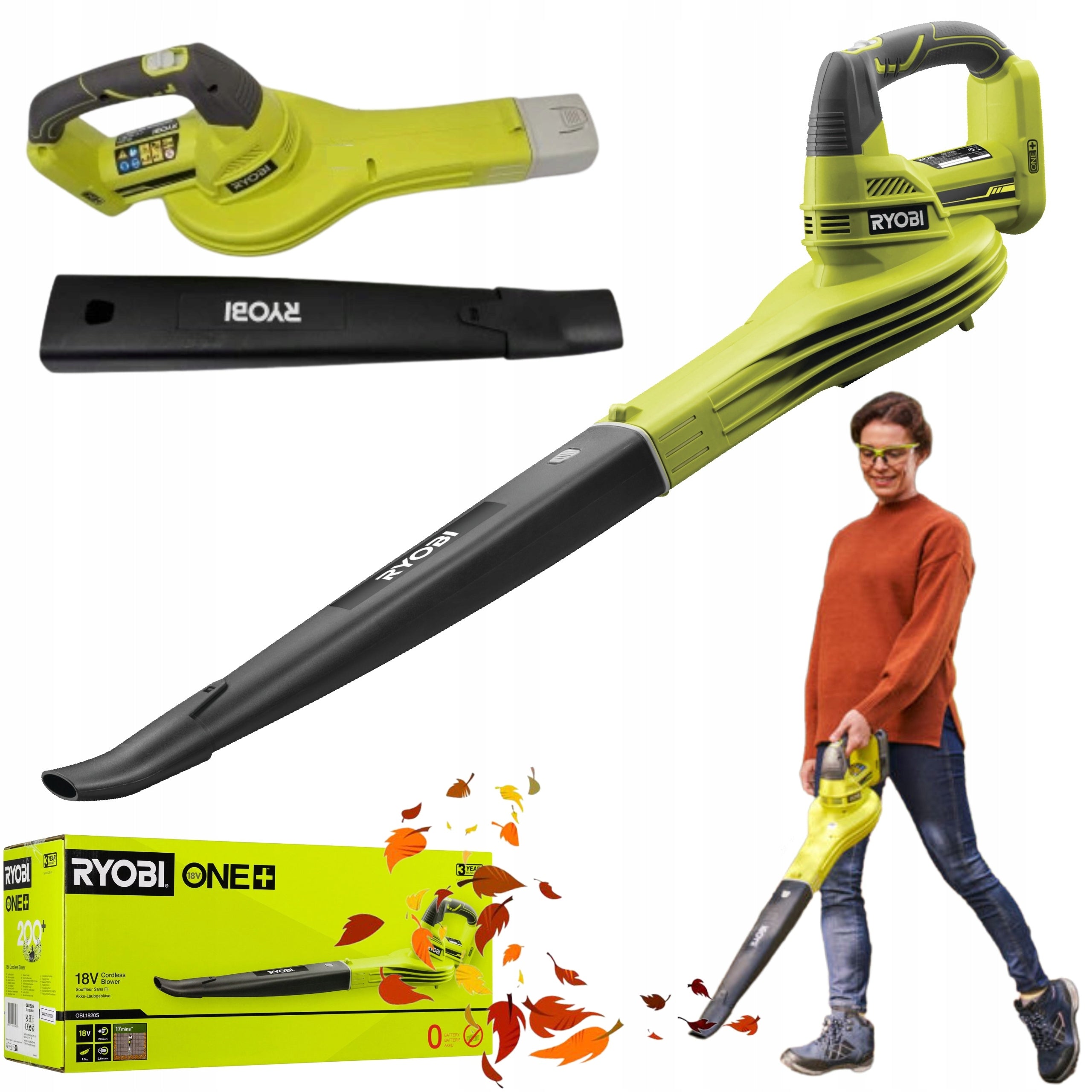 RYOBI CORDLESS LEAF BLOWER 245KM/H SOLO OBL1820S