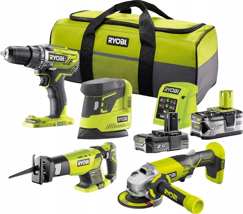 RYOBI R18CK4E-242S SET OF 4 TOOLS 18V 2xAKU R18DD3 R18AG RRS1801 R18PS Packaging status original