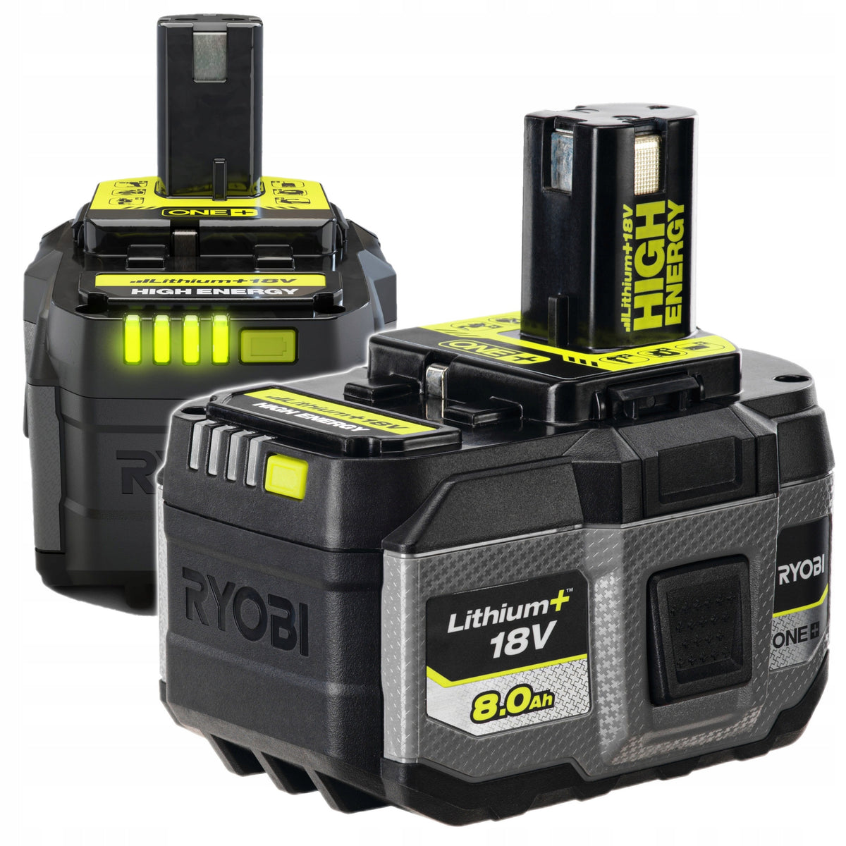 RYOBI RECHARGEABLE LITHIUM+ HIGH ENERGY BATTERY 8.0AH 18V ONE+ RB1880T