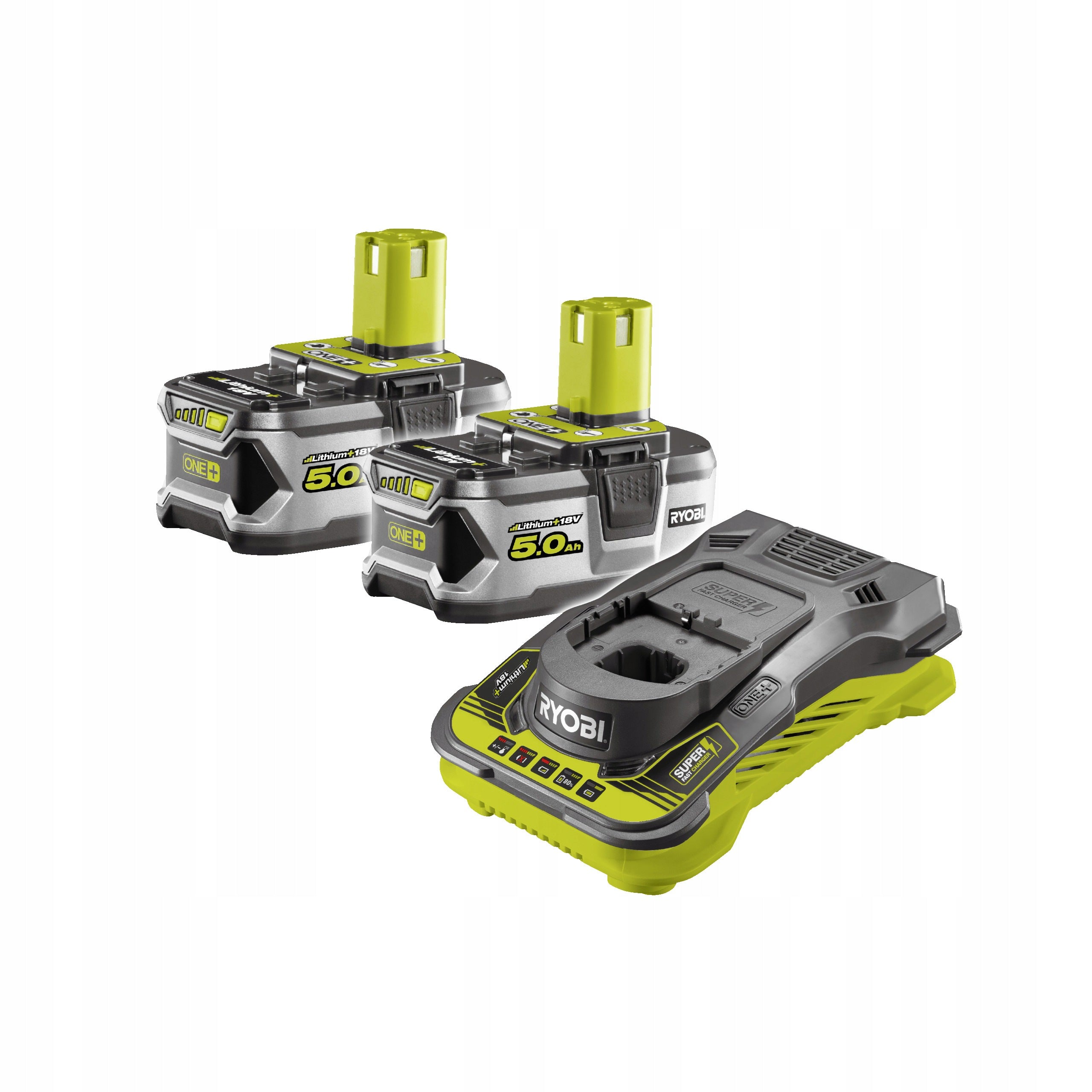 RYOBI SET 2x BATTERY 5.0 AH WITH CHARGER 5A 18V ONE+ RC18150-250 Manufacturer code 5133002865