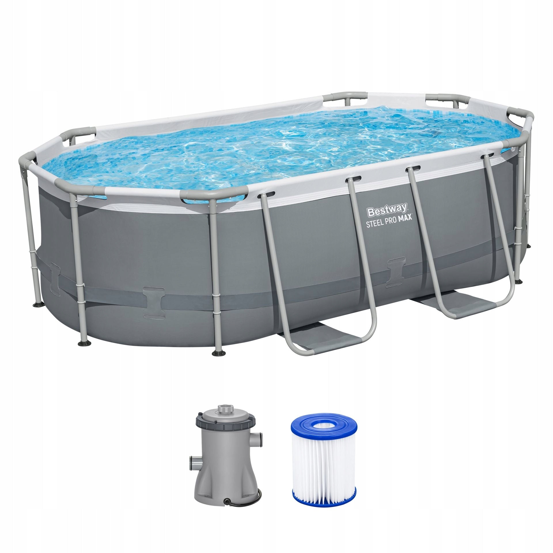 Rack Pool 305x200x84 Set 9in1 Bestway Steel Pro Max Oval 5614A