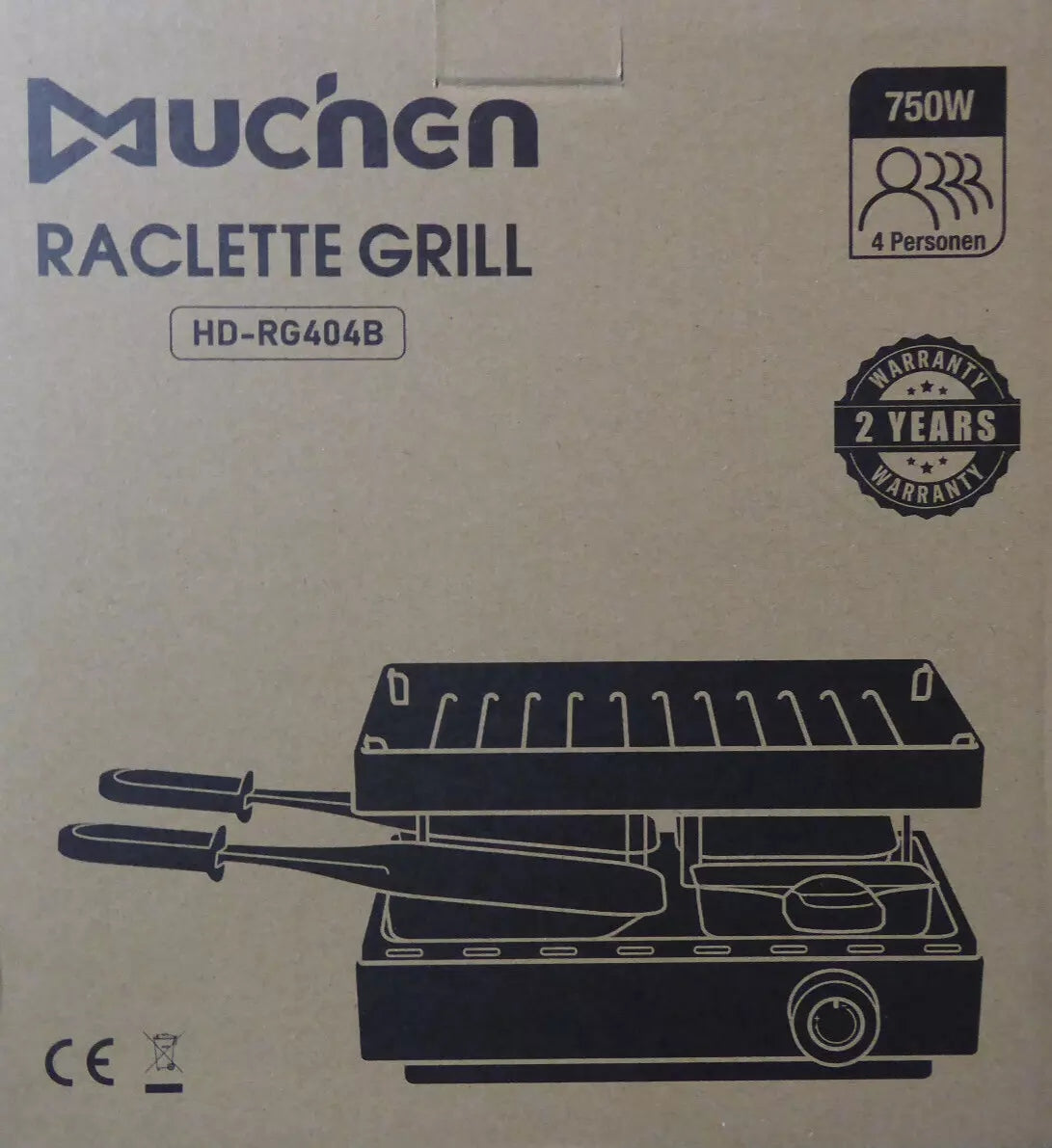 Raclette Grill with Nonstick Coating and 4 Mini Griddles