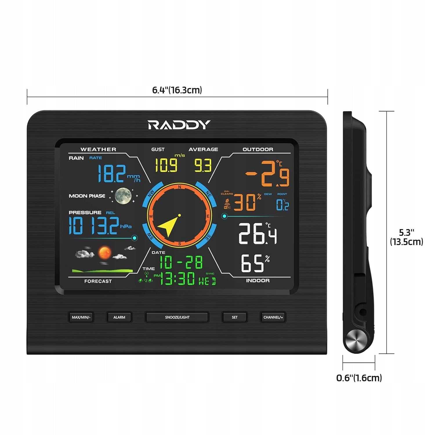 Raddy WF-100C Lite Weather Station 13in1 Wireless Home Garden Forecast Manufacturer code WF100CLite