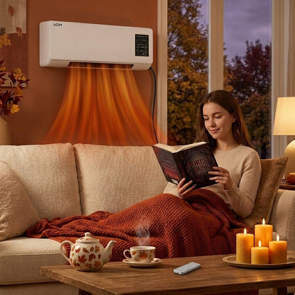 Radiator and Wall Fan / Air Curtain ADM with Remote Control – 2in1 1200W Product depth 11 cm