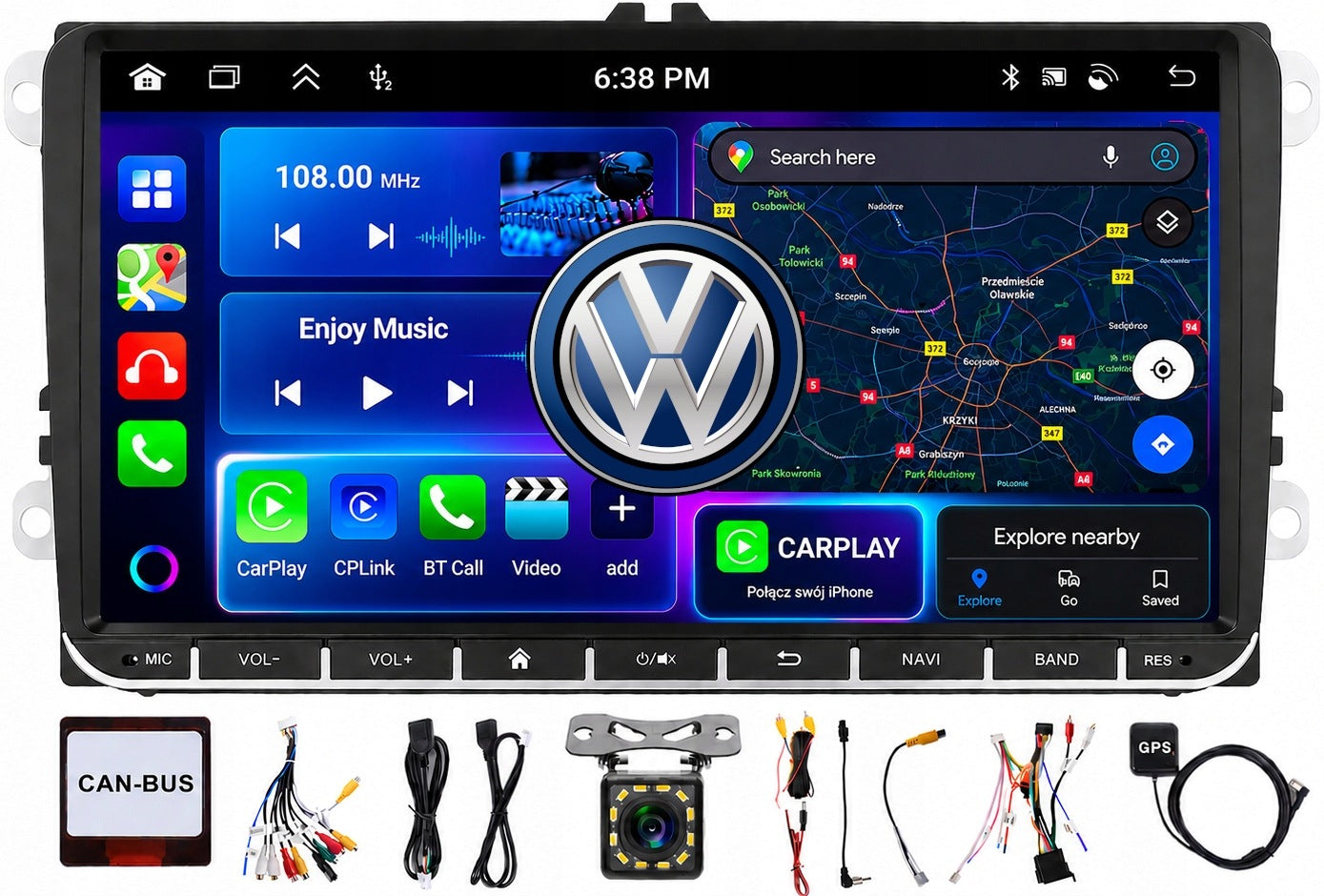 Radio 9'' 4/64GB ANDROID 15 NAVIGATION CARPLAY VM PASSAT B6 B7 CC GOLF V VI