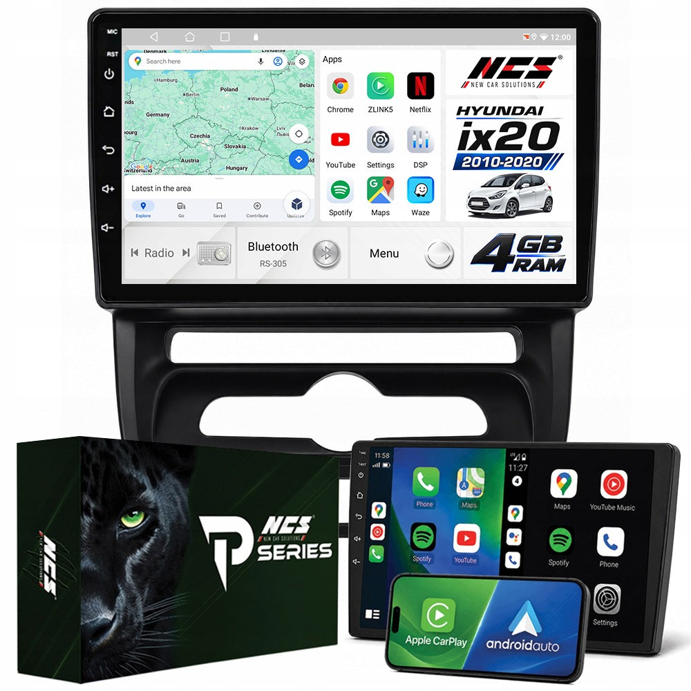 Radio Navigation Android RS-305 Hyundai IX20 2010-2020 Manual Climate 4GB 9"