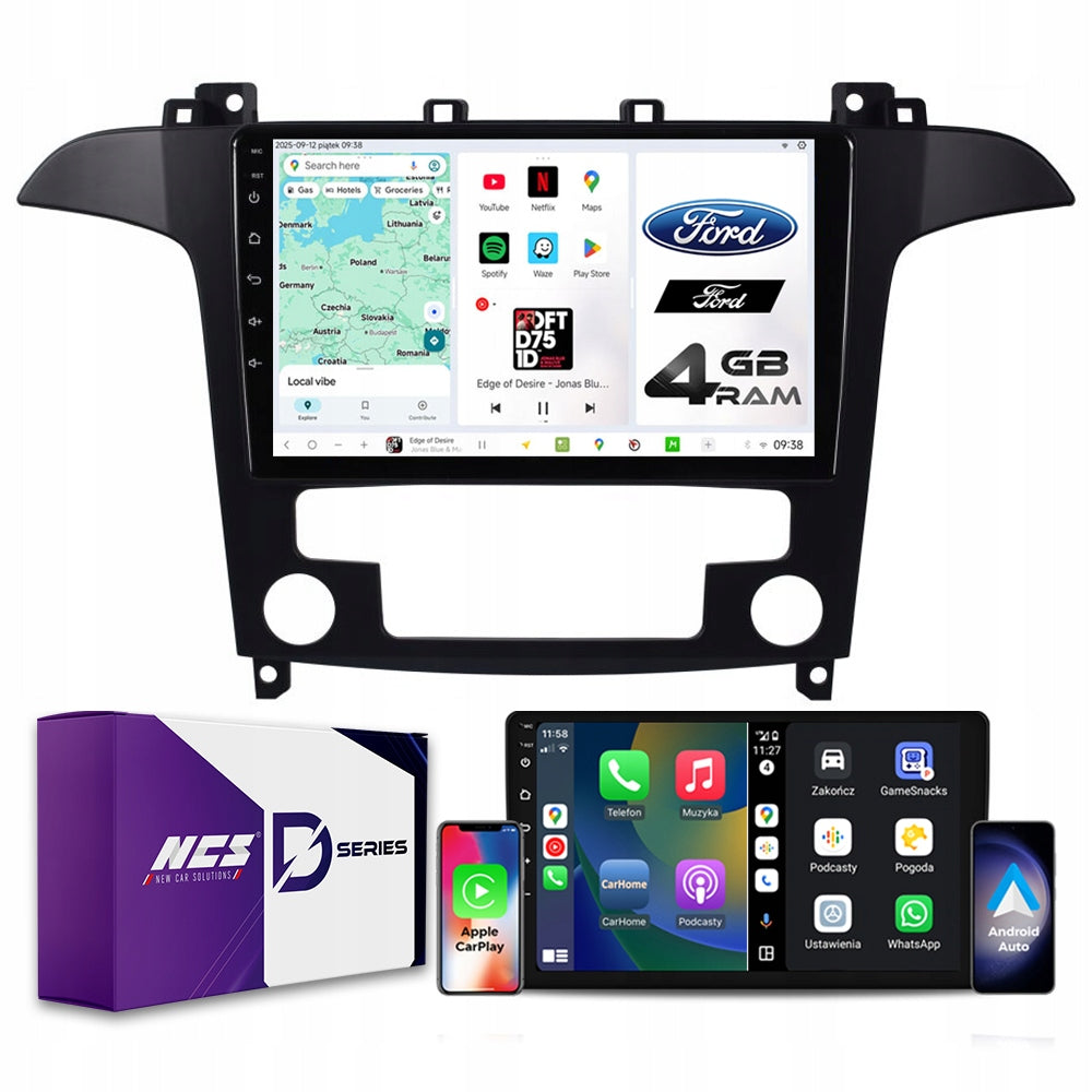 Radio Navigation NCS D9 Ford S-Max 2006-2015 Android 4GB LTE 9″ Black