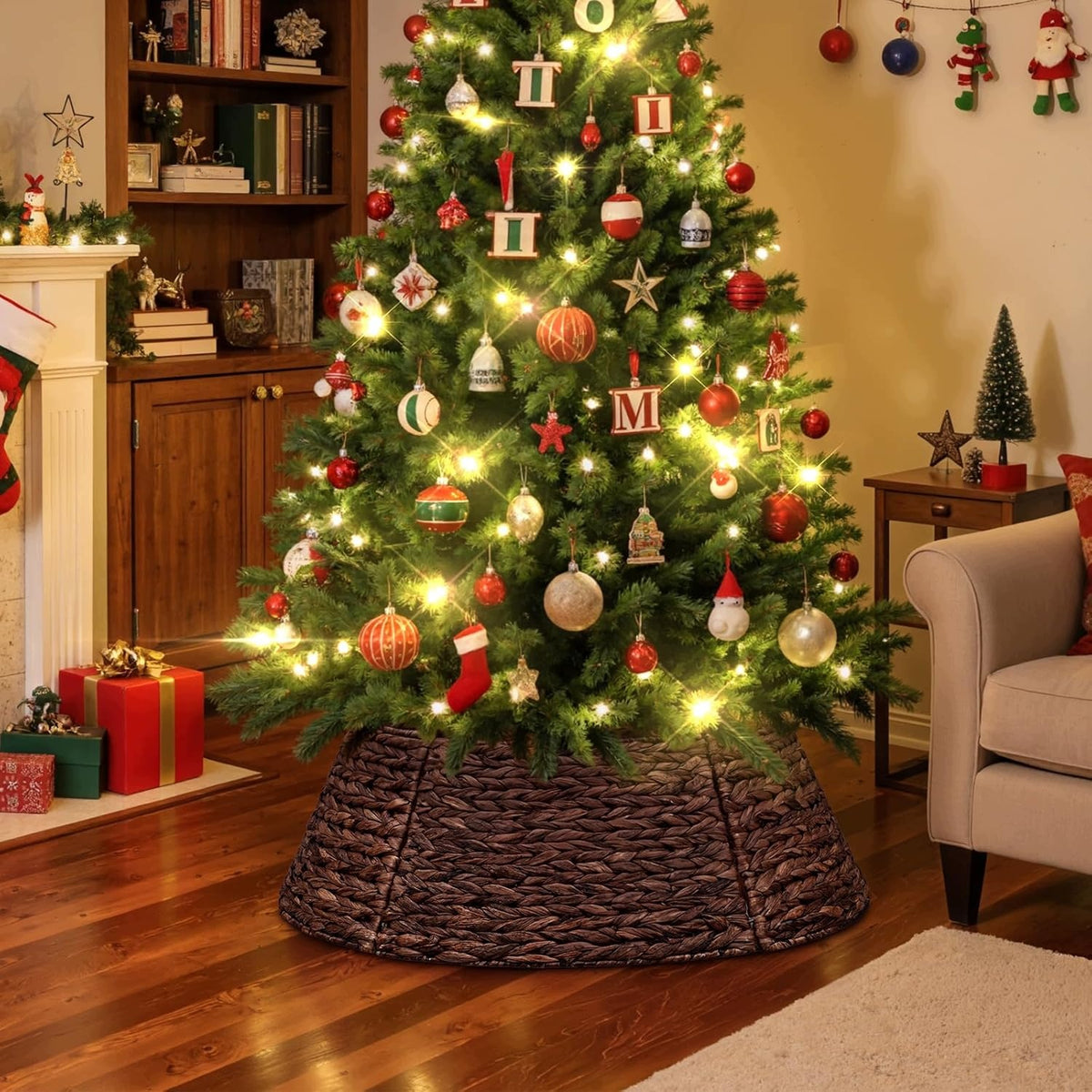Rattan Christmas Tree Collar, Braided Pot Cover 106 cm Decorative Packaging status original