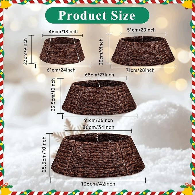 Rattan Christmas Tree Cover Wicker Basket 91cm Brown Collar Packaging status original