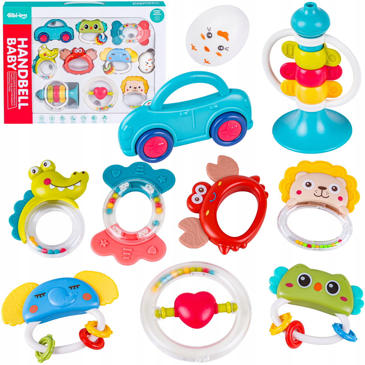 Rattle Teether 10 Pcs Sensory Baby Toy Rattles Set Packaging status original