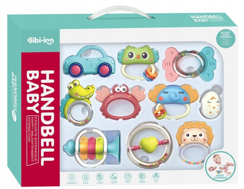 Rattle Teether 10 Pcs Sensory Baby Toy Rattles Set