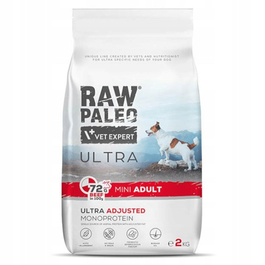 Raw Paleo Ultra Beef Adult Mini 2kg Beef Food for Small Breed Dogs