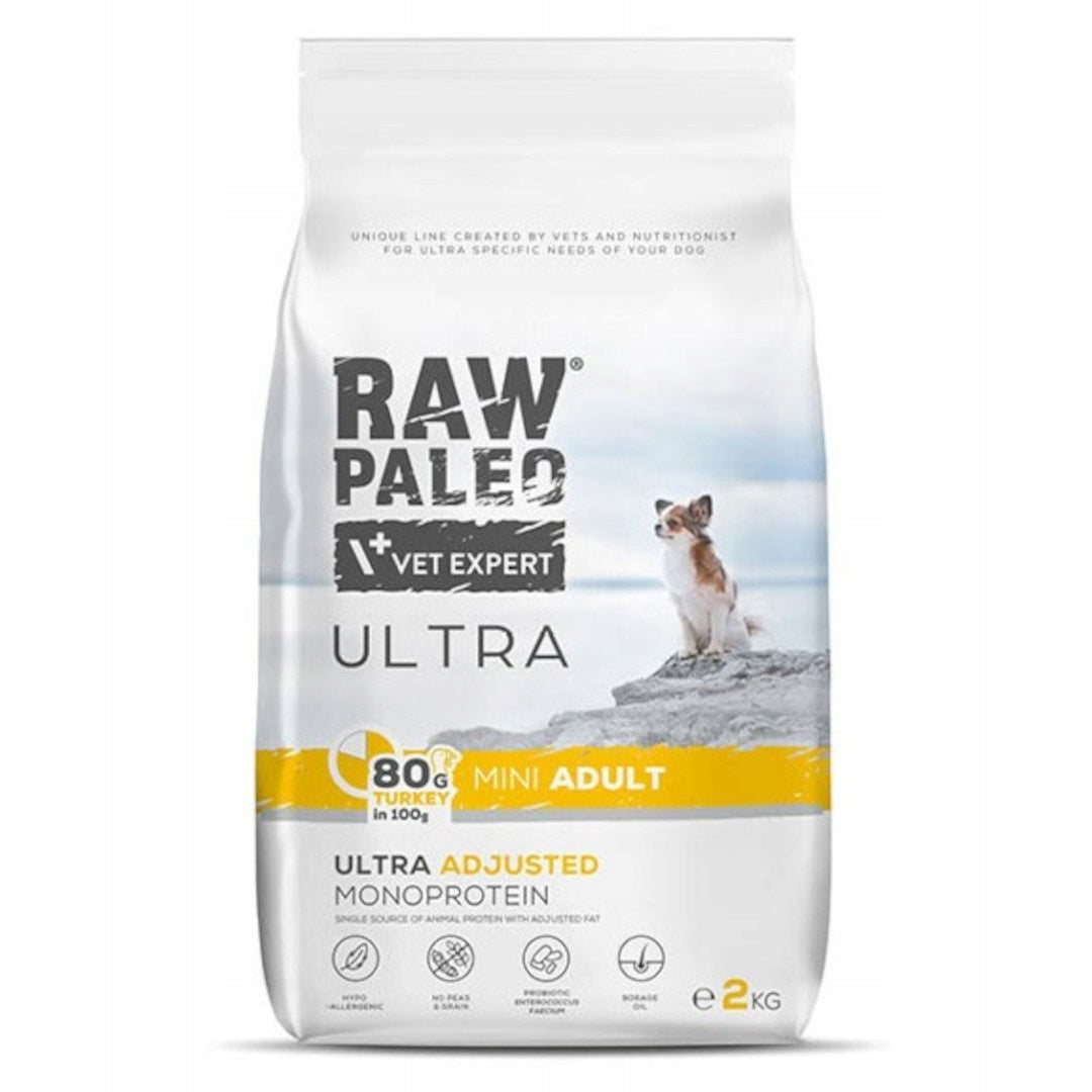 Raw Paleo Ultra Mini Adult 2kg Dry Food with Turkey for Small Breed Dogs
