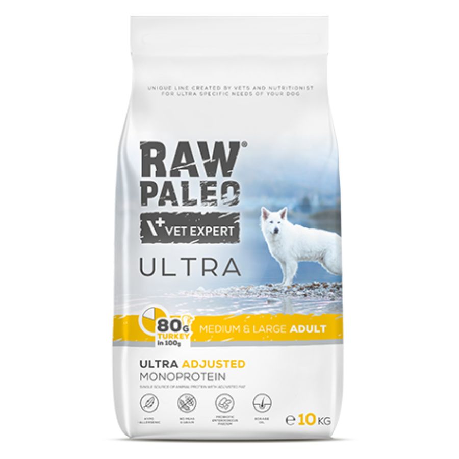 Raw Paleo Ultra food for adult dogs TURKEY Medium and large breeds 10kg Brand Raw Paleo