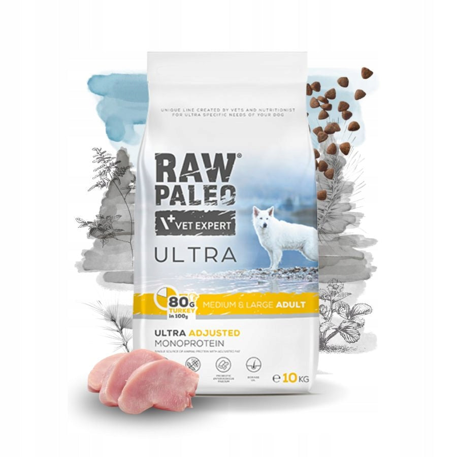 Raw Paleo Ultra food for adult dogs TURKEY Medium and large breeds 10kg