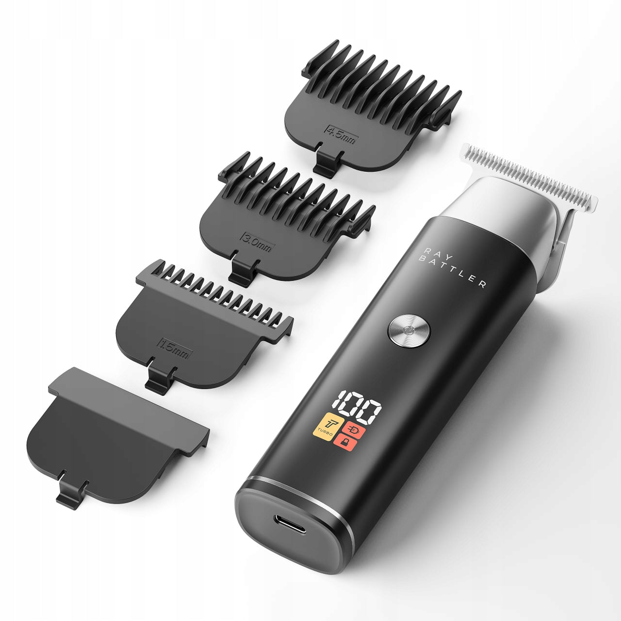 Ray Battler RB6902 Hair Trimmer USB-C LED Turbo 3 Combs Black