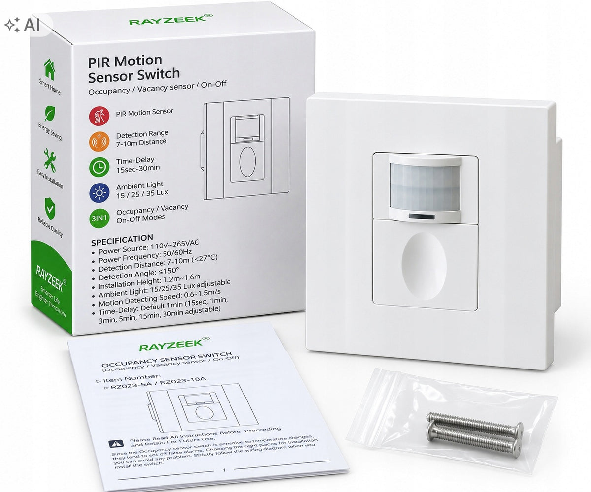 Rayzeek RZ023-5A light switch with PIR motion sensor 5A Packaging status original