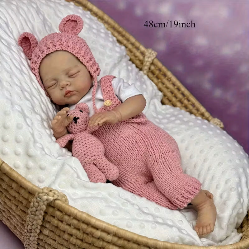 Realistic doll Reborn 45 cm sleeping baby clothes pacifier bottle Brand LEAN Toys