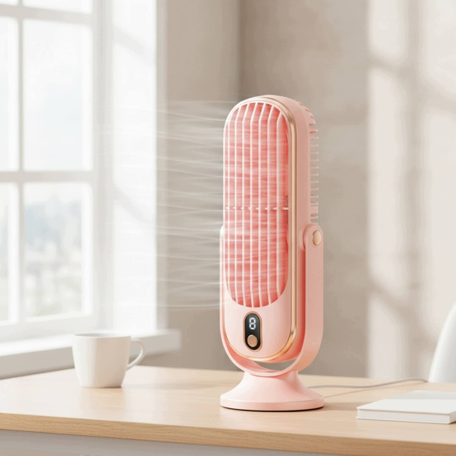 Rechargeable Fan with LED Screen 720-Degree Adjustable Small Desk Fan Packaging status original
