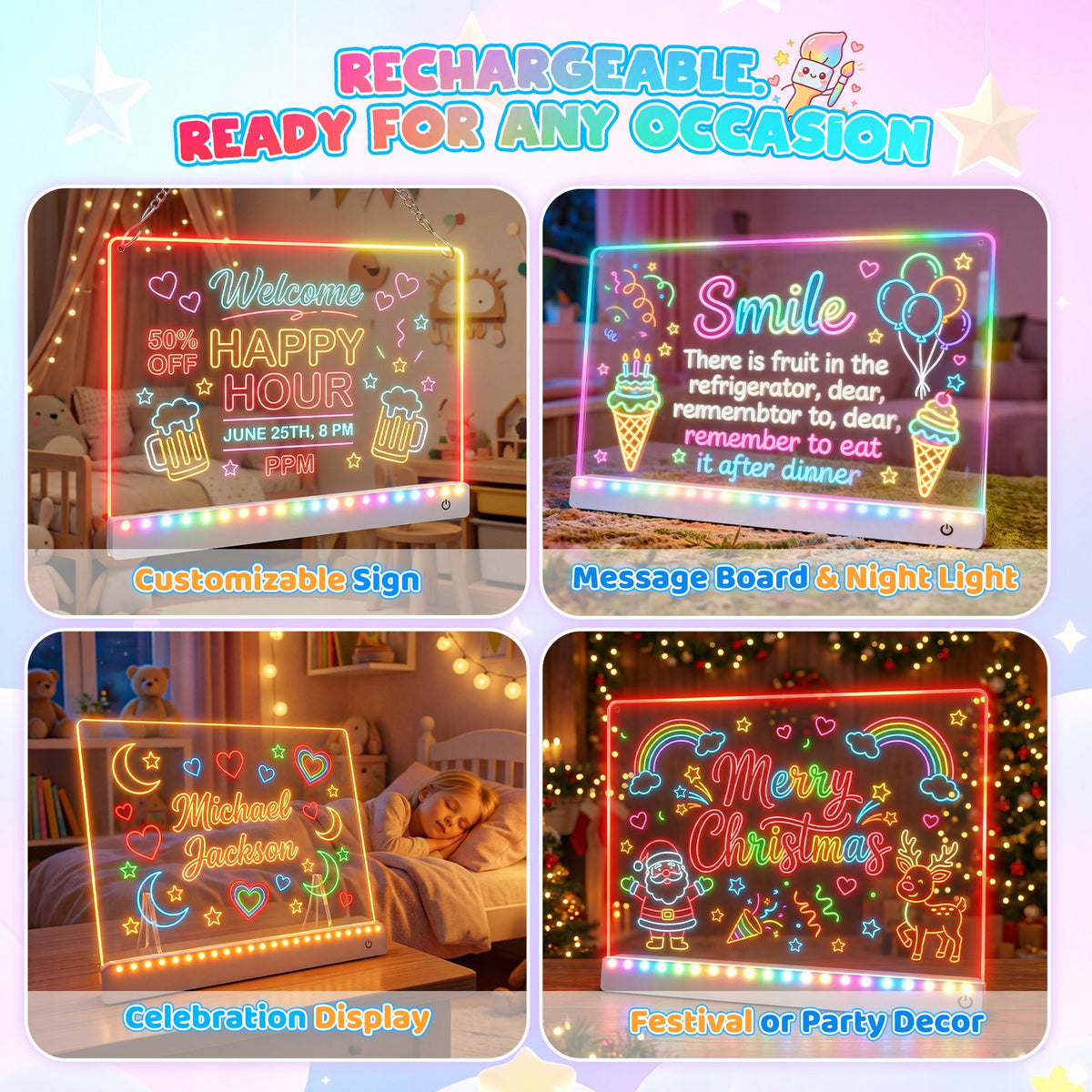 Rechargeable LED Drawing Light Board for Kids, Birthday Gift Packaging status original