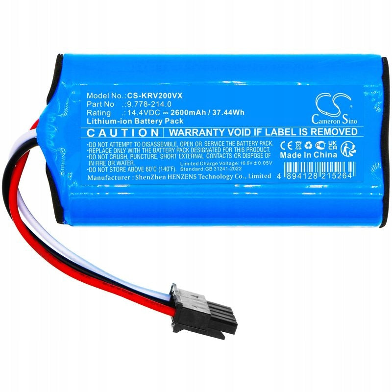 Rechargeable battery for Karcher Rcv 2, Rcv 3, 2600 mAh, Li-Ion Manufacturer Cameron Sino