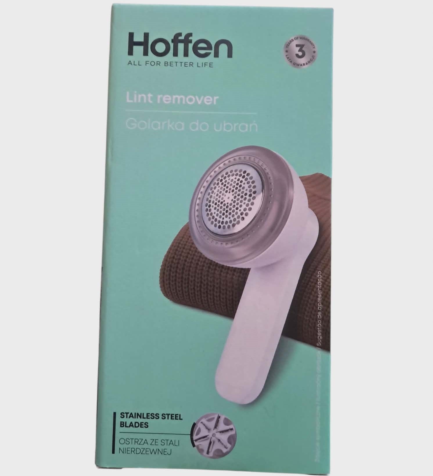 Rechargeable clothes shaver Hoffen white model USB-C