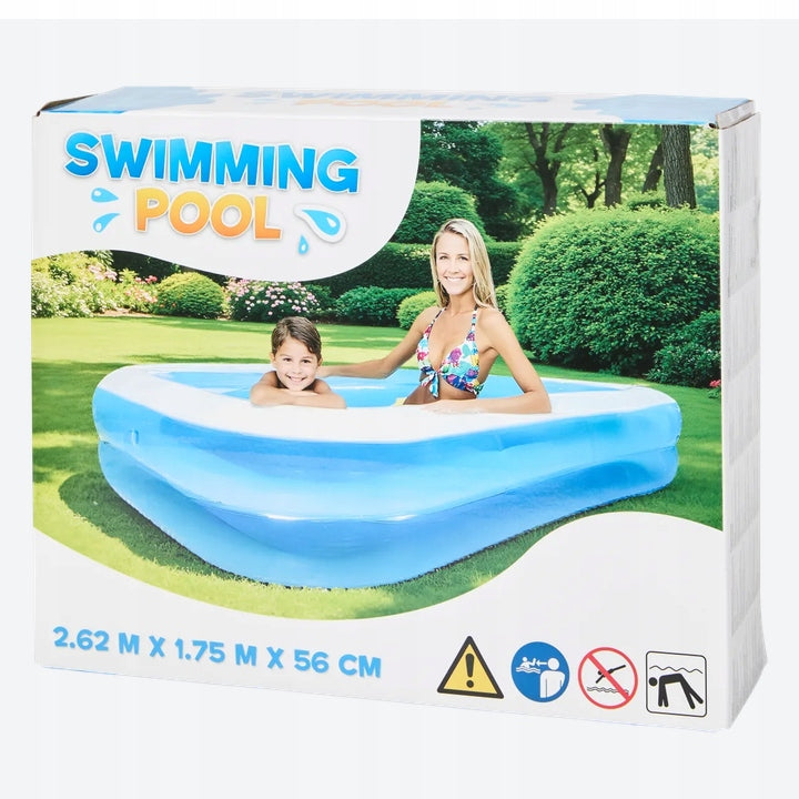 Rectangular Inflatable Pool 262x175x56cm Large Family Garden Pool Series PROSTOKĄTNY OGRODOWY DO OGRODU FUN