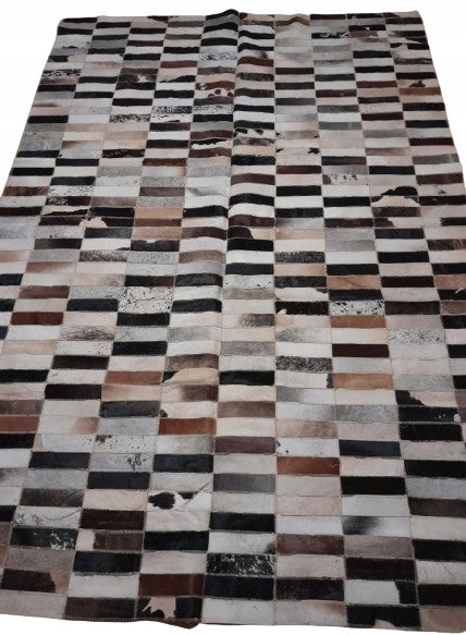 Rectangular carpet made of natural cowhide leather length 3 m by 2 m hand made